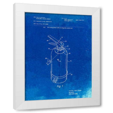 PP396-Faded Blueprint Modern Fire Extinguisher Patent Poster White Modern Wood Framed Art Print by Borders, Cole