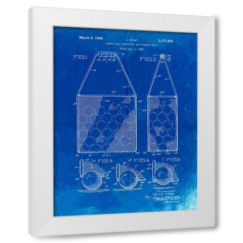 PP436-Faded Blueprint Tennis Hopper Patent Poster White Modern Wood Framed Art Print by Borders, Cole