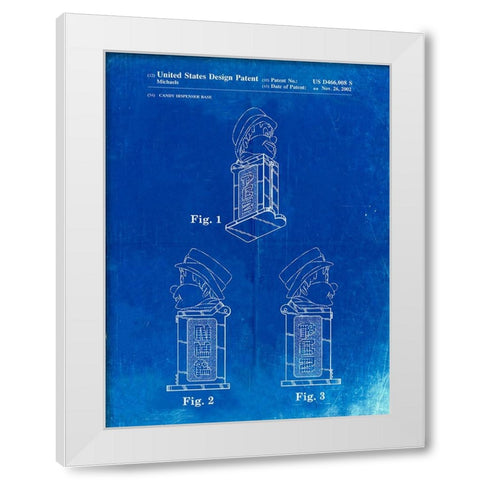 PP441-Faded Blueprint Pez Dispenser Patent Poster White Modern Wood Framed Art Print by Borders, Cole