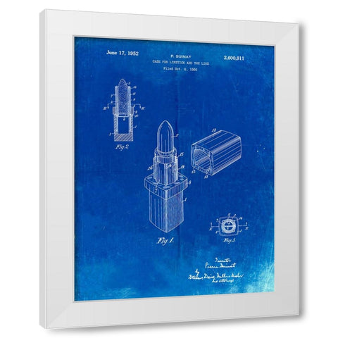 PP460-Faded Blueprint Chanel Lipstick Patent Poster White Modern Wood Framed Art Print by Borders, Cole