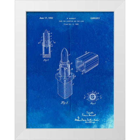 PP460-Faded Blueprint Chanel Lipstick Patent Poster White Modern Wood Framed Art Print by Borders, Cole