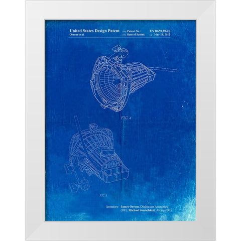 PP536-Faded Blueprint Movie Set Lighting Poster White Modern Wood Framed Art Print by Borders, Cole