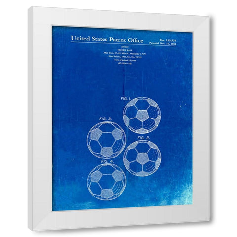 PP587-Faded Blueprint Soccer Ball 4 Image Patent Poster White Modern Wood Framed Art Print by Borders, Cole