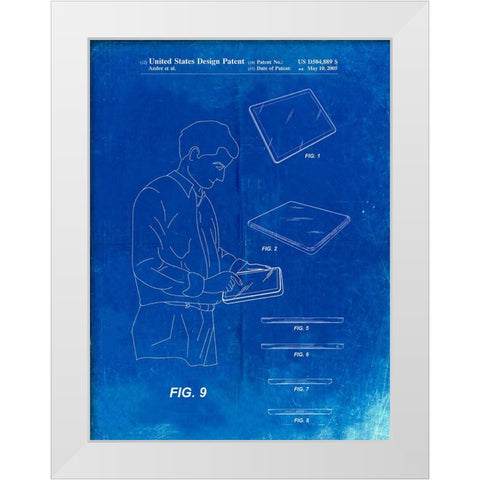 PP614-Faded Blueprint iPad Design 2005 Patent Poster White Modern Wood Framed Art Print by Borders, Cole
