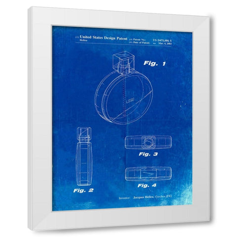 PP630-Faded Blueprint Perfume Jar Poster White Modern Wood Framed Art Print by Borders, Cole