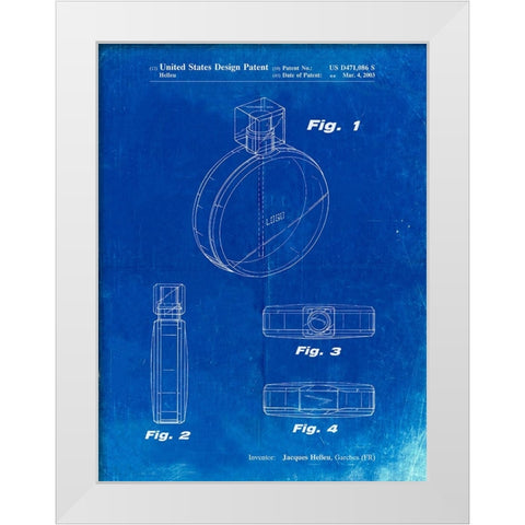 PP630-Faded Blueprint Perfume Jar Poster White Modern Wood Framed Art Print by Borders, Cole