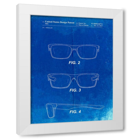 PP640-Faded Blueprint Two Face Prizm Oakley Sunglasses Patent Poster White Modern Wood Framed Art Print by Borders, Cole