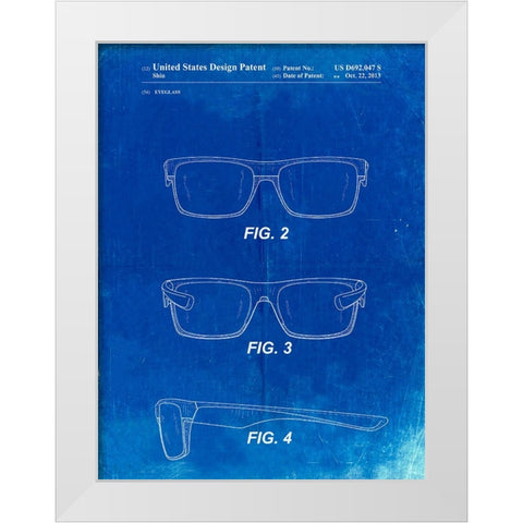 PP640-Faded Blueprint Two Face Prizm Oakley Sunglasses Patent Poster White Modern Wood Framed Art Print by Borders, Cole
