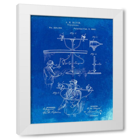 PP642-Faded Blueprint Bowling Pin 1967 Patent Poster White Modern Wood Framed Art Print by Borders, Cole