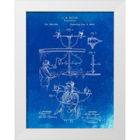 PP642-Faded Blueprint Bowling Pin 1967 Patent Poster White Modern Wood Framed Art Print by Borders, Cole