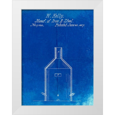 PP666-Faded Blueprint Steel Manufacturing Poster White Modern Wood Framed Art Print by Borders, Cole