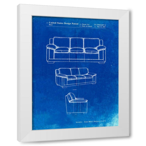 PP671-Faded Blueprint Couch Patent Poster White Modern Wood Framed Art Print by Borders, Cole