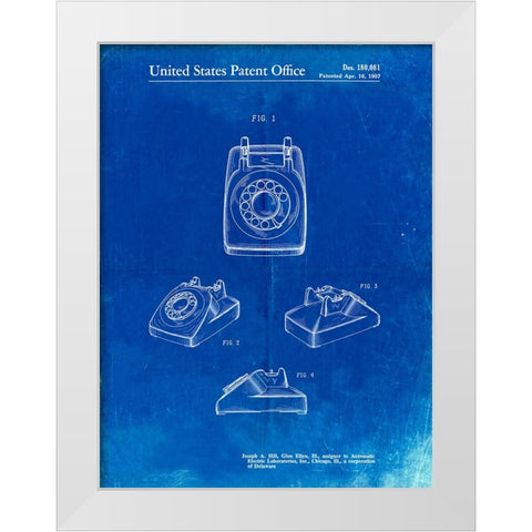 PP699-Faded Blueprint 1960s Telephone Poster White Modern Wood Framed Art Print by Borders, Cole