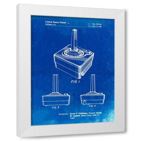 PP714-Faded Blueprint Atari Controller Patent Poster White Modern Wood Framed Art Print by Borders, Cole