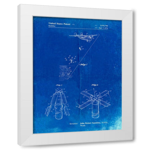PP750-Faded Blueprint Boeing Sonobuoy Patent Poster White Modern Wood Framed Art Print by Borders, Cole