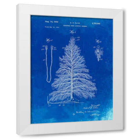 PP765-Faded Blueprint Christmas Tree Poster White Modern Wood Framed Art Print by Borders, Cole