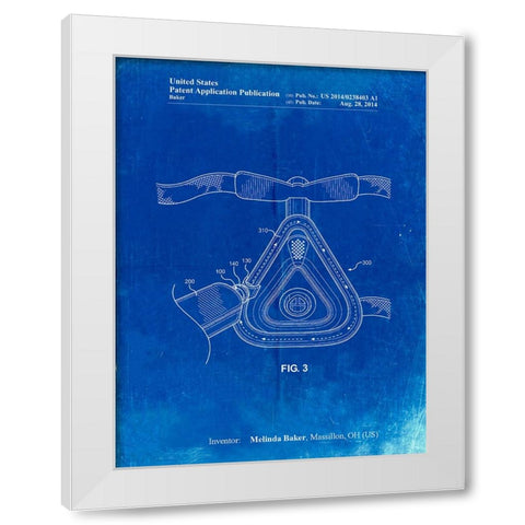 PP775-Faded Blueprint CPAP Mask Patent Poster White Modern Wood Framed Art Print by Borders, Cole