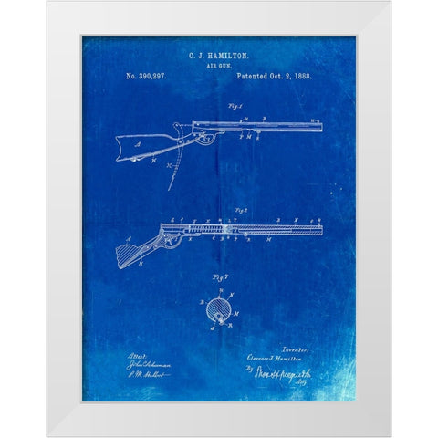 PP777-Faded Blueprint Daisy Air Rifle Patent Art White Modern Wood Framed Art Print by Borders, Cole