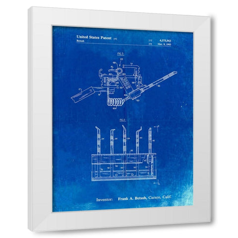 PP779-Faded Blueprint Dental Tools Patent Poster White Modern Wood Framed Art Print by Borders, Cole