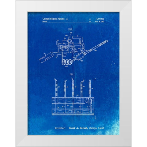 PP779-Faded Blueprint Dental Tools Patent Poster White Modern Wood Framed Art Print by Borders, Cole