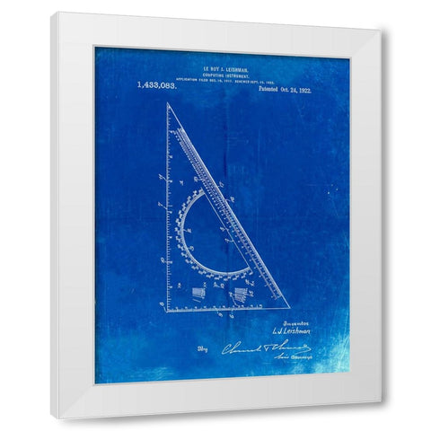 PP786-Faded Blueprint Drafting Triangle 1922 Patent Poster White Modern Wood Framed Art Print by Borders, Cole