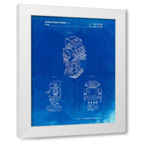 PP790-Faded Blueprint Dynamic Fighter Toy Robot 1982 Patent Poster White Modern Wood Framed Art Print by Borders, Cole