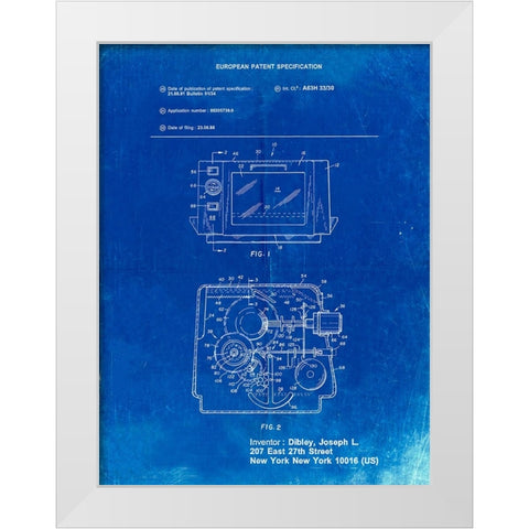 PP791-Faded Blueprint Easy Bake Oven Patent Poster White Modern Wood Framed Art Print by Borders, Cole