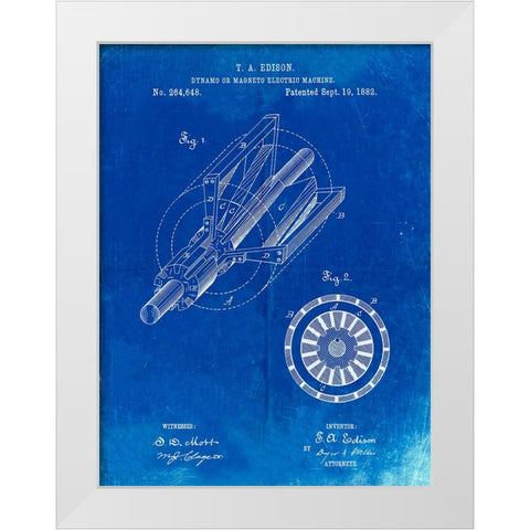 PP793-Faded Blueprint Edison Dynamo Electrical Generator Patent Print White Modern Wood Framed Art Print by Borders, Cole