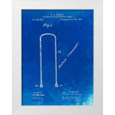 PP795-Faded Blueprint Edison Filament Art White Modern Wood Framed Art Print by Borders, Cole