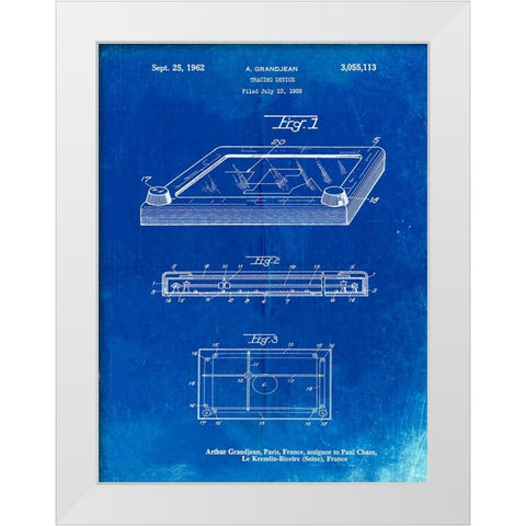 PP802-Faded Blueprint Etch A Sketch Poster Poster White Modern Wood Framed Art Print by Borders, Cole