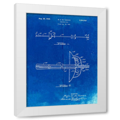 PP806-Faded Blueprint Fencing Sword Patent Poster White Modern Wood Framed Art Print by Borders, Cole