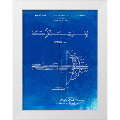 PP806-Faded Blueprint Fencing Sword Patent Poster White Modern Wood Framed Art Print by Borders, Cole