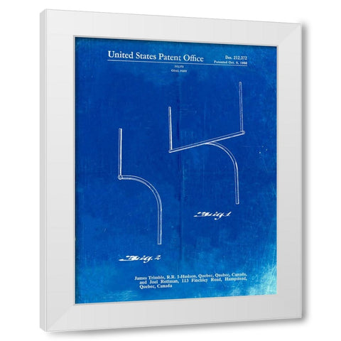 PP825-Faded Blueprint Football Goal Post Patent Print White Modern Wood Framed Art Print by Borders, Cole