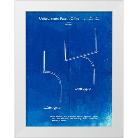 PP825-Faded Blueprint Football Goal Post Patent Print White Modern Wood Framed Art Print by Borders, Cole
