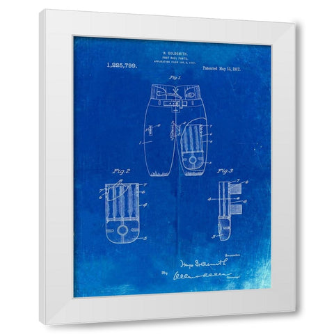 PP828-Faded Blueprint Football Pants Patent Print White Modern Wood Framed Art Print by Borders, Cole