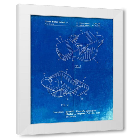 PP851-Faded Blueprint Fox 40 Coachs Whistle Patent Poster White Modern Wood Framed Art Print by Borders, Cole
