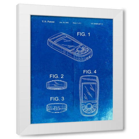 PP862-Faded Blueprint GPS Device Patent Wall Art Poster PP862 White Modern Wood Framed Art Print by Borders, Cole