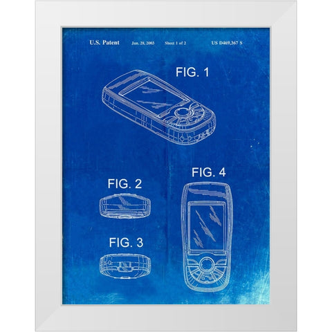 PP862-Faded Blueprint GPS Device Patent Wall Art Poster PP862 White Modern Wood Framed Art Print by Borders, Cole