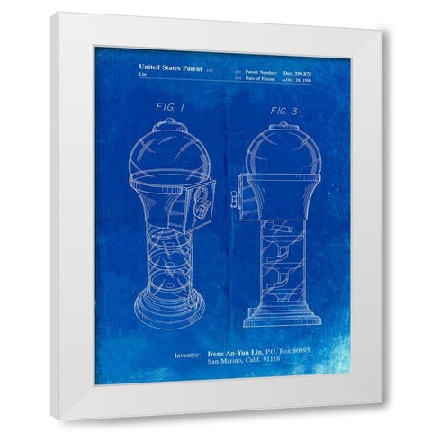 PP864-Faded Blueprint Gumball Machine Poster White Modern Wood Framed Art Print by Borders, Cole