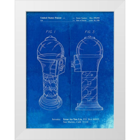 PP864-Faded Blueprint Gumball Machine Poster White Modern Wood Framed Art Print by Borders, Cole