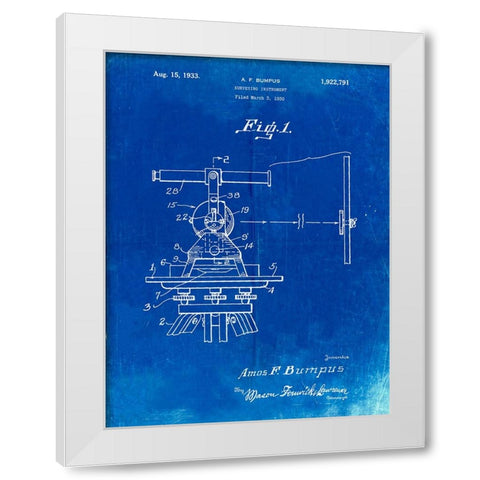 PP865-Faded Blueprint Gurly Transit Patent Poster White Modern Wood Framed Art Print by Borders, Cole