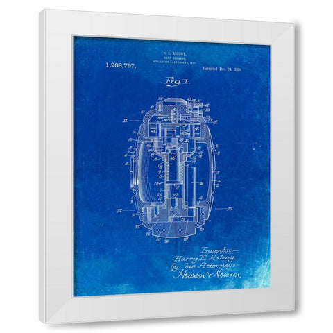 PP868-Faded Blueprint Hand Grenade World War 1 Patent Poster White Modern Wood Framed Art Print by Borders, Cole