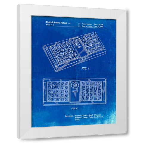 PP872-Faded Blueprint Hasbro Concept Game Patent Poster White Modern Wood Framed Art Print by Borders, Cole