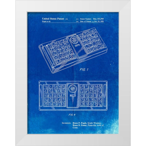 PP872-Faded Blueprint Hasbro Concept Game Patent Poster White Modern Wood Framed Art Print by Borders, Cole