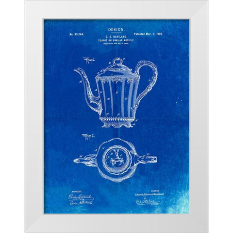 PP873-Faded Blueprint Hasbro Concept Game Patent Poster White Modern Wood Framed Art Print by Borders, Cole