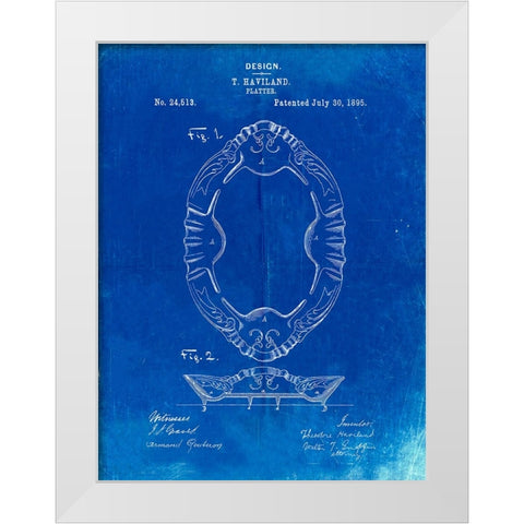 PP875-Faded Blueprint Haviland Serving Platter Poster White Modern Wood Framed Art Print by Borders, Cole