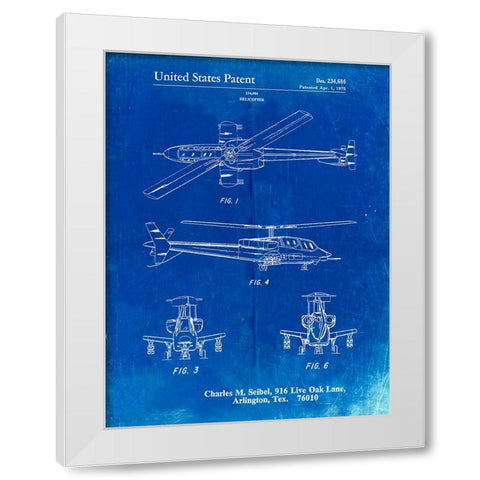 PP876-Faded Blueprint Helicopter Patent Print White Modern Wood Framed Art Print by Borders, Cole