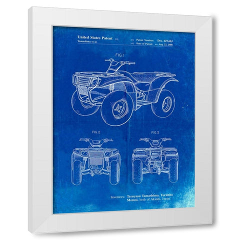 PP902-Faded Blueprint Kawasaki Prairie Patent Poster White Modern Wood Framed Art Print by Borders, Cole