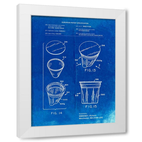 PP904-Faded Blueprint Keurig Cartridge Coffee Patent Poster White Modern Wood Framed Art Print by Borders, Cole