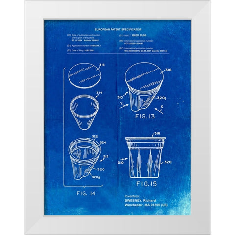 PP904-Faded Blueprint Keurig Cartridge Coffee Patent Poster White Modern Wood Framed Art Print by Borders, Cole